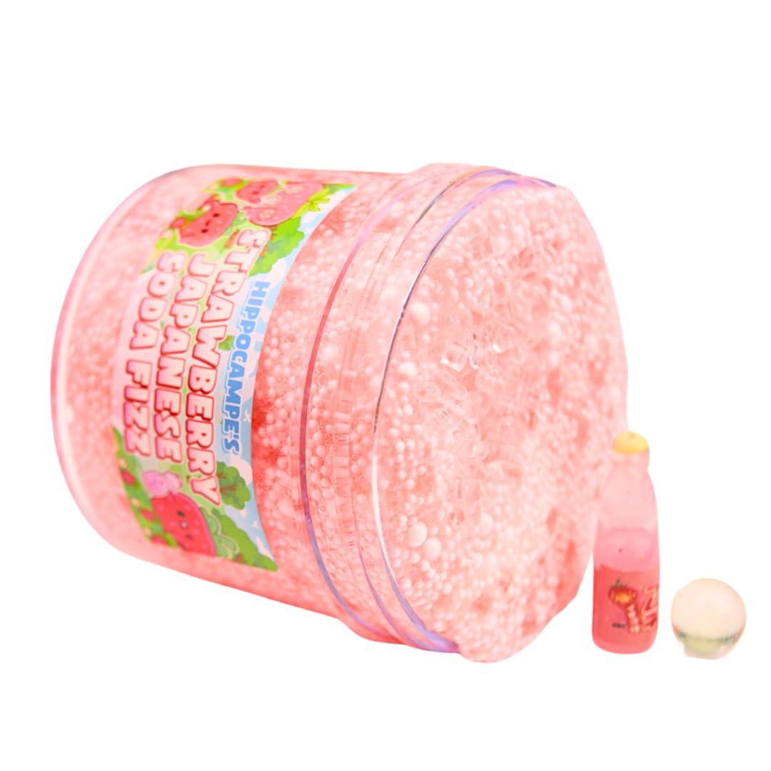 Strawberry Japanese Soda Fizz Slime (SCENTED) | Handmade Slime | Hippocampe Slimes (4OZ)