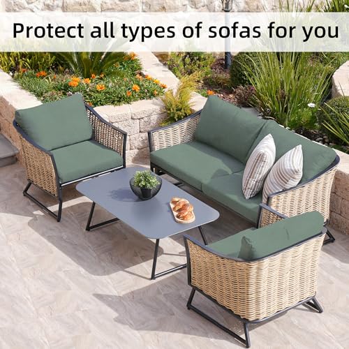 Image of BIETYONE 8Pcs Stretch Patio Cushion Covers,Outdoor Couch Covers Replacement,Outdoor Couch & Sofa Slipcovers,for Patio Furniture Cushion Covers,Washable Reusable Furniture Protector (Cyan,Cover Only)