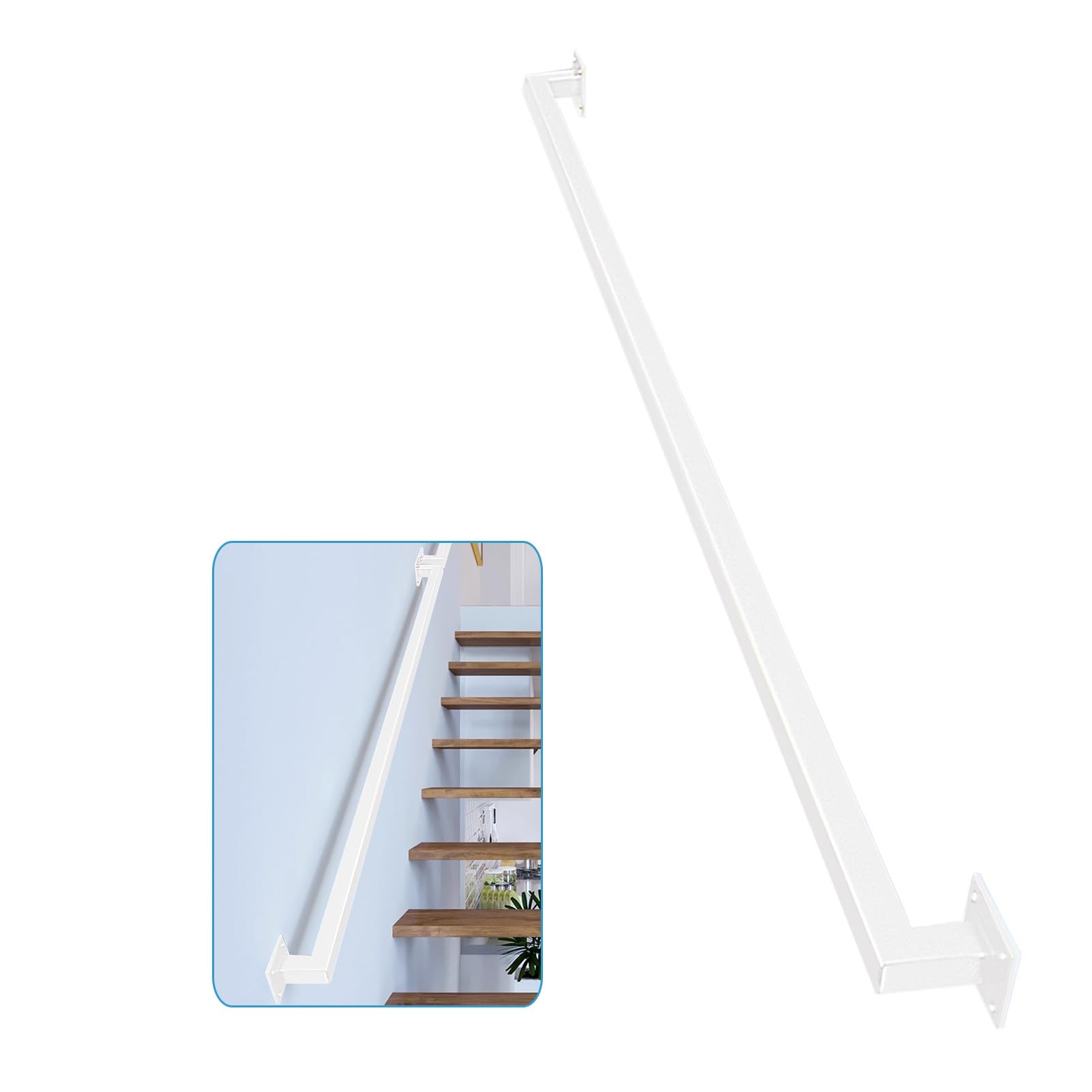 Main courante extérieure blanche de 570cm pour escalier de jardin