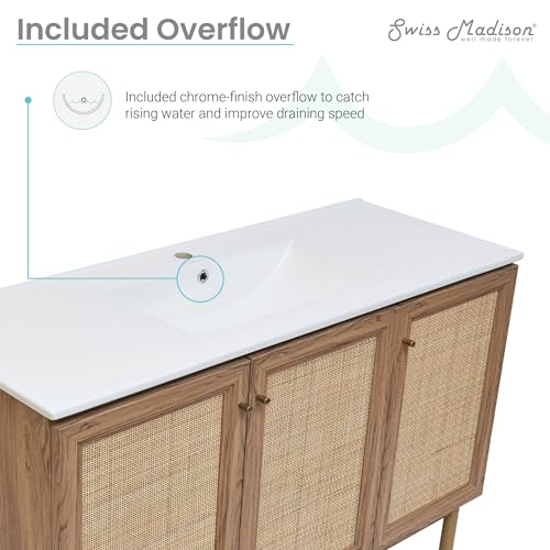 Image of Swiss Madison Classe 48 inch Bathroom Vanity in Oak Bath Sink Cabinet Sink Included