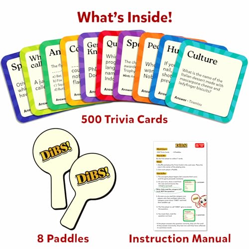 Image of Skillmatics Card Game - DIBS, Fun & Fast-Paced Trivia Game | Educational Game for Family & Friends, Quick Thinking, 10 Categories, Gift for Kids, Teens, and Adults Ages 8 & Up