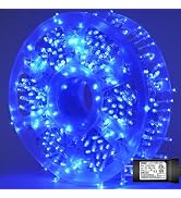 YEGUO 165ft 500 LED Blue Christmas Lights Outdoor Waterproof, Clear Wire String Lights Indoor, Tw...