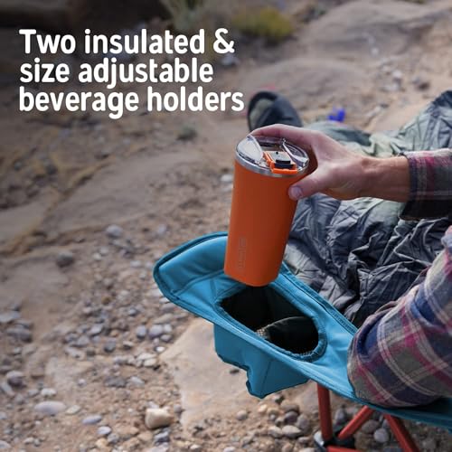 Image of Kelty Deluxe Lounge Chair - Folding Outdoor Camp Chair, Insulated Cupholders, Customized Recline, Steel Frame, Padded Roll Storage, 2024 (Deep Lake)
