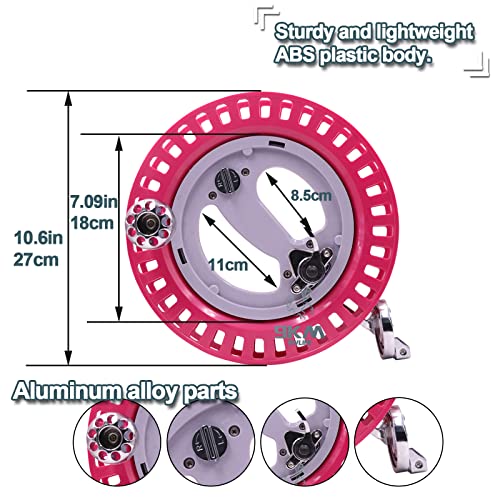 9KM DWLIFE 10.6" Professional Kite Reel with Strap, ABS Plastic&Alloy Kite String Winder with Brake System, Ratchet Lock, Ball Bearing Omnibearing, Line Guide for Large Kite White - Thumbnail 4