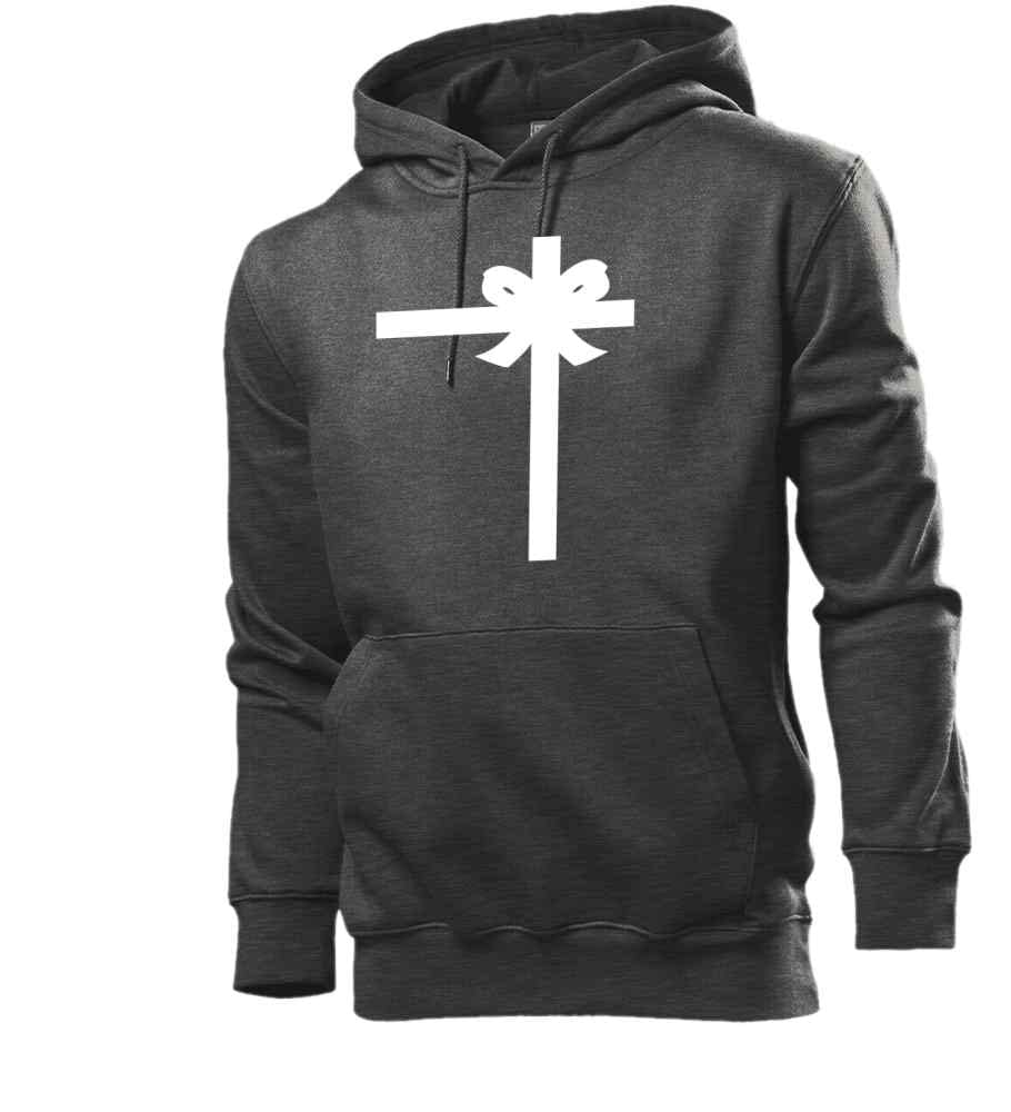 Geschenkschleife Männer Hoodie Sweatshirt Dunkel Grau meliert XXL