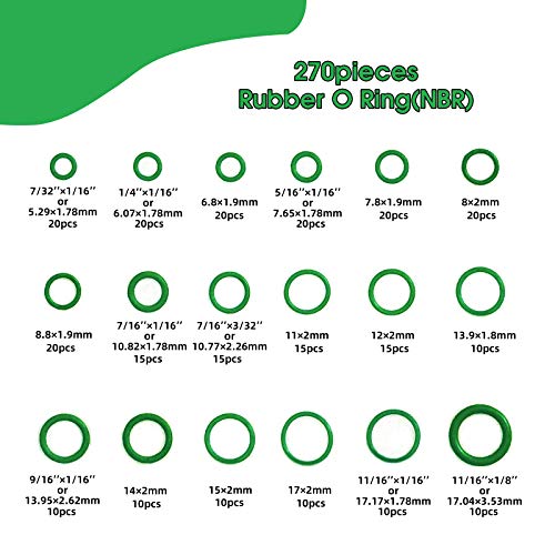 Boatsea BO-R-270 270Pcs Rubber O Ring Kits 18 Sizes Sealing Gasket Washer Made Of Nitrile Rubber thumb #1