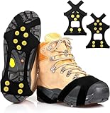 Anti Rutsch Schuhspikes für Schuhe Winter mit Edelstahl Zähnen als Steigeisen für Glatteis,Non-Slip Shoe Spikes for Slip-On, Non-Slip Shoe Spikes Winter for Walks, Fishing, Climbing, Hiking (L)