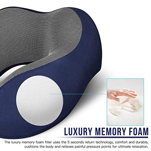 Image of Zollyss Memory Foam Travel Neck Pillow, U Shape Neck Pillow for Travel, Airplane, Car & Office, Soft Neck Support Pillow with Adjustable Lock and Washable Cover, Brown