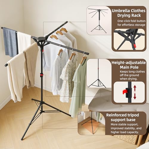PEEKUP Clothes Drying Rack Foldable, Adjustable Height with Fold Button by PEEKUP - Used condition - Image 3