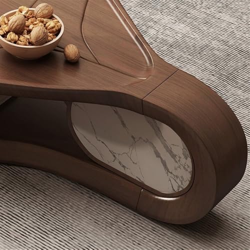 ZKALQECNF Beistelltische Blattförmiger, minimalistischer Couchtisch, modernes asymmetrisches Design aus Walnussholz for stilvolle Wohnzimmer Wohnzimmertisch – Bild 5