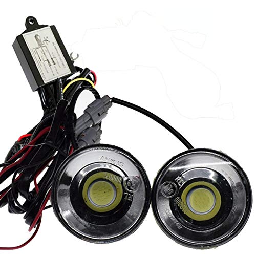 FOLGEMIR COB LED Tagfahrlicht rund, dimmbare Tagfahrleuchten, mehr als ECE R87, DC 12V, Weiß