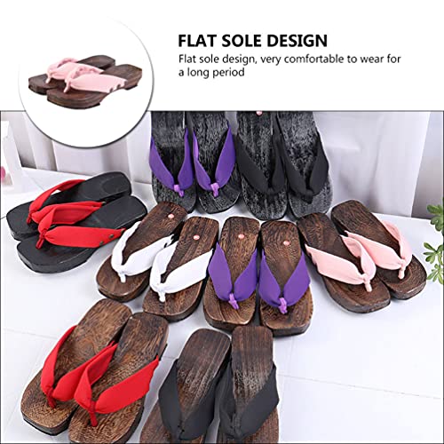 Holibanna Sandálias japonesas de madeira tamancos tradicionais japoneses Geta rosa, rosa, 6