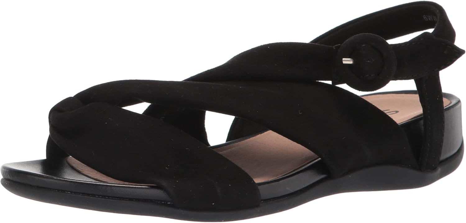 SoftWalk Women's Flat Sandals, Black Suede, 9 X-Wide