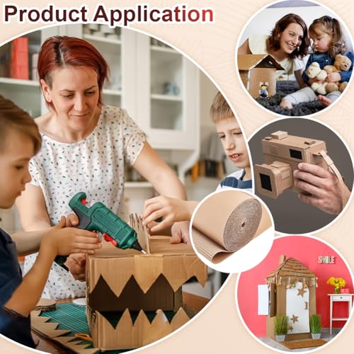 Image of BENECREAT 393.7x11.8inch Brown Single Face Corrugated, Corrugated Cardboard Roll Durable Wrap Paper for Packing, Mailing, Moving, 2.8mm Thick