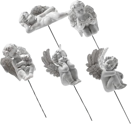 MUSISALY Estatua de hadas para exteriores, mini figuras de hadas, mini escultura de ángel, estatua de jardín de Cupido, estatua de ángel, estaca de