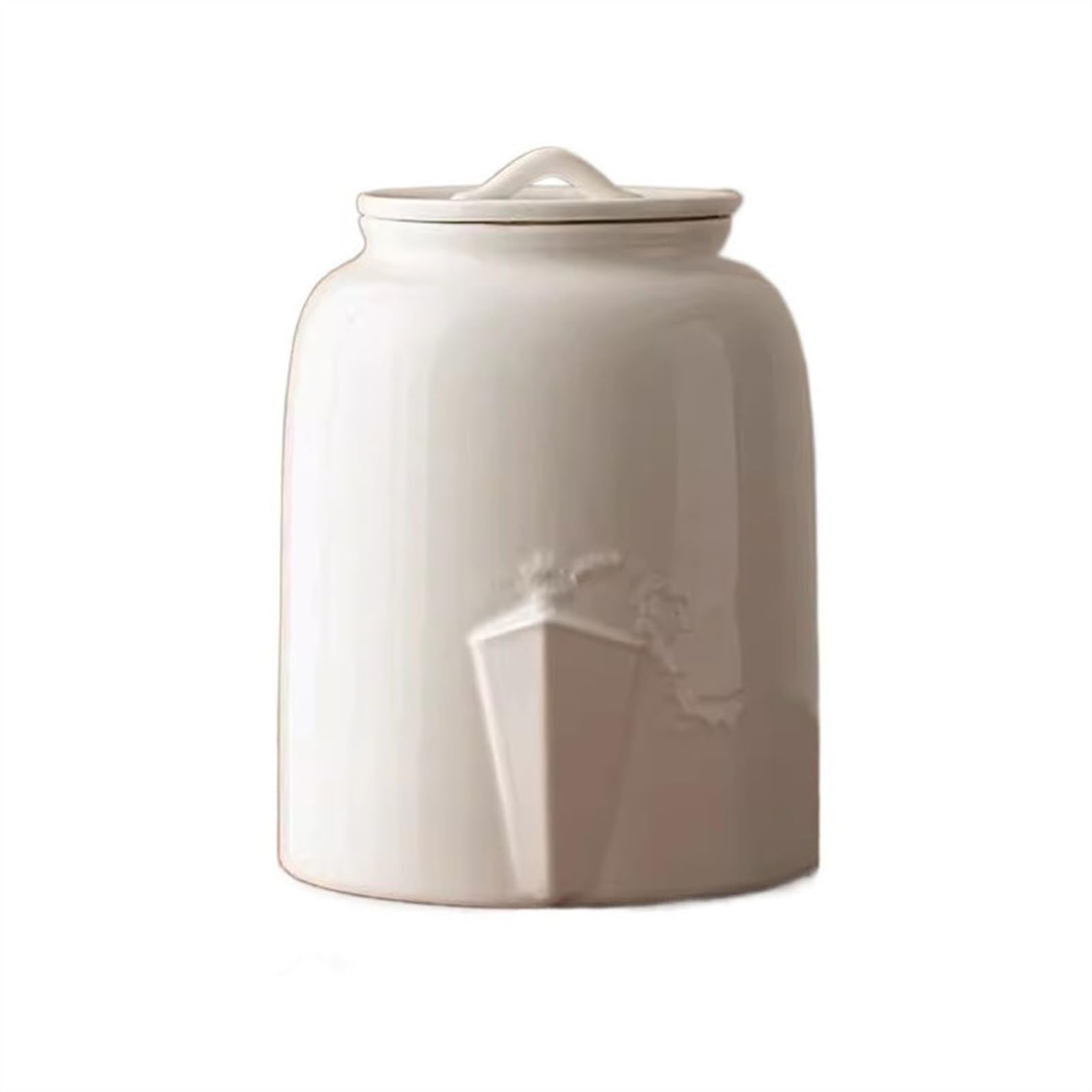 AHGFTYRDT Tea Canisters for Loose Tea White Porcelain Embossed Plum Blossom Tea Canister Household Large Sealing Jar Empty Ceramic Ornaments