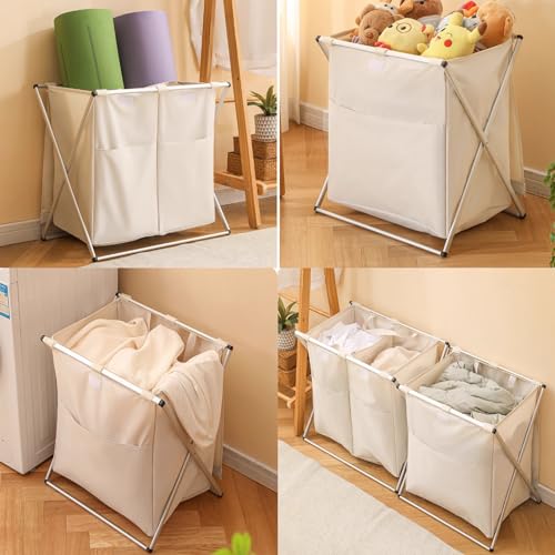 Panier à linge pliable 50x38x57cm avec sac amovible et cadre métal - 6