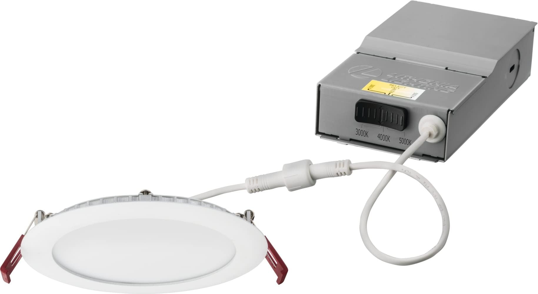 Lithonia LightingWF6 LED 30K40K50K 90CRI MW M6 Recessed Light, Wafer Downlight with Ultra Thin Round Trim, Color Temperature Selectable, 3000K | 4000K | 5000K, 6-Inch, Matte White
