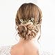 IYOU Hochzeit Kristall Haarnadeln Grün Strass Braut Kopfbedeckungen Blatt Abschlussball Haarschmuck zum Frauen und Mädchen (2 Stück)(Gold)