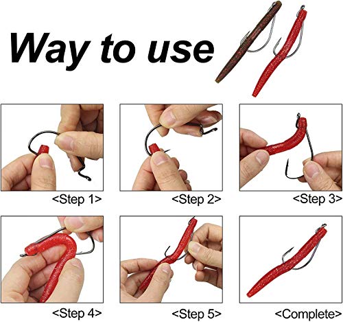 150Stk Offset Angelhaken Set - Kohlenstoffstahl Wurm Haken, Widerhaken für Gummifische Köder, Texas Rig, Salzwasser… – Bild 6