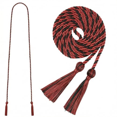 Image of Graduation Honor Cord 68 inch Grad Braided Honor Cords with Tassel Honor Rope Grad Cords for Graduation Students Bachelor Master Doctoral Gown Grad Decor (Red and Black)