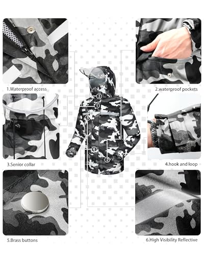 Image of iCreek Rain Suit Waterproof Jacket and Pants Hi Vis Raincoat for Men and Women Reflective Outdoor for All-Sport Work