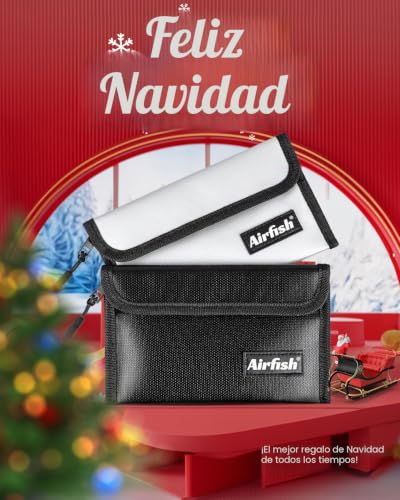 Miniatura 7 de Airfish 2 Piezas Carteras Ignífugas 20 X 12.7 Cm, Bolsa Pequeña Para Documentos Ignífuga, Sobre Con Cremallera Ignífuga, Juego De Bolsas Seguras Impermeables Para Objetos De Valor,Pasaporte, Factura