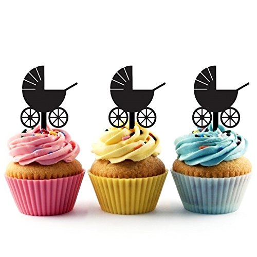 Jjphonecase TCD01G Ta0445 Baby Carriage Silhouette Party Wedding Birthday Acrylic Cupcake Toppers Decor 10 Pcs cover