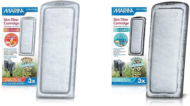 Marina Slim Filter Plus Ceramic Cartridge, Zeolite Filter and Carbon Filter Bundle, 6 Filters for Aquariums