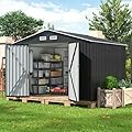 JAXPETY Large Storage Shed, Metal Sheds & Outdoor Storage, Outdoor Shed with Air Vent Lockable Door, Sheds & Outdoor Storage Tool Shed for Backyard Garden Patio Lawn (8X10 FT)