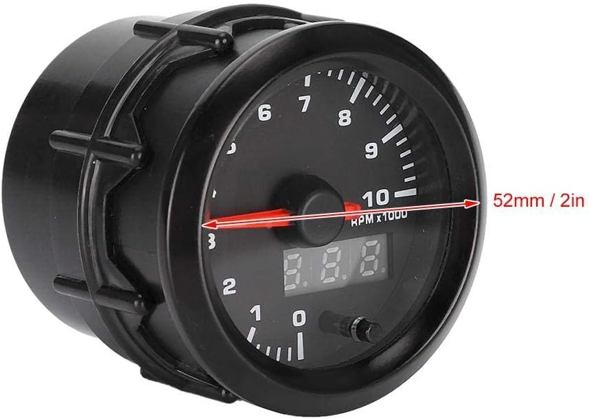 Car Electronic Tachometer, 52mm 2in LED Speedometer Gauge, 7 Colors for 12V Vehicles