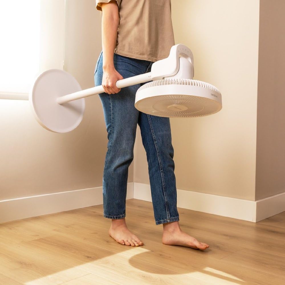 Cecotec Ventilador de Batería EnergySilence 2600 Sunflower Portable. 3 en 1, 22 W, Motor BLDC, Diámetro 13”, Batería de 2600 mAh, Pantalla LED, Control Remoto, Control Táctil y Oscilación
