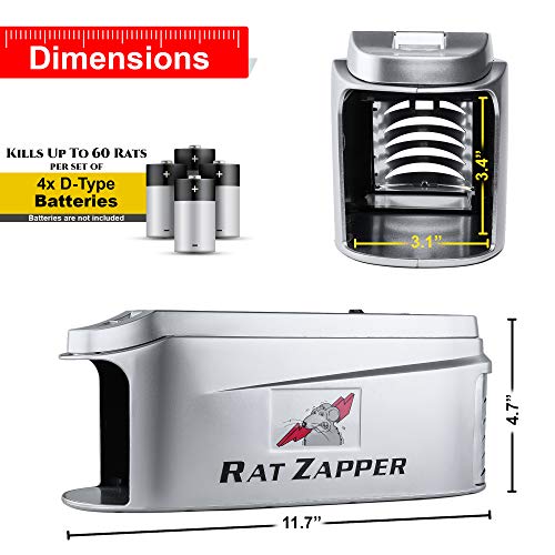 Rat Zapper - Electronic Rodent Killer - Effective & Humane Mouse Trap Killer for Rats & Mice - Safe & Mess Free