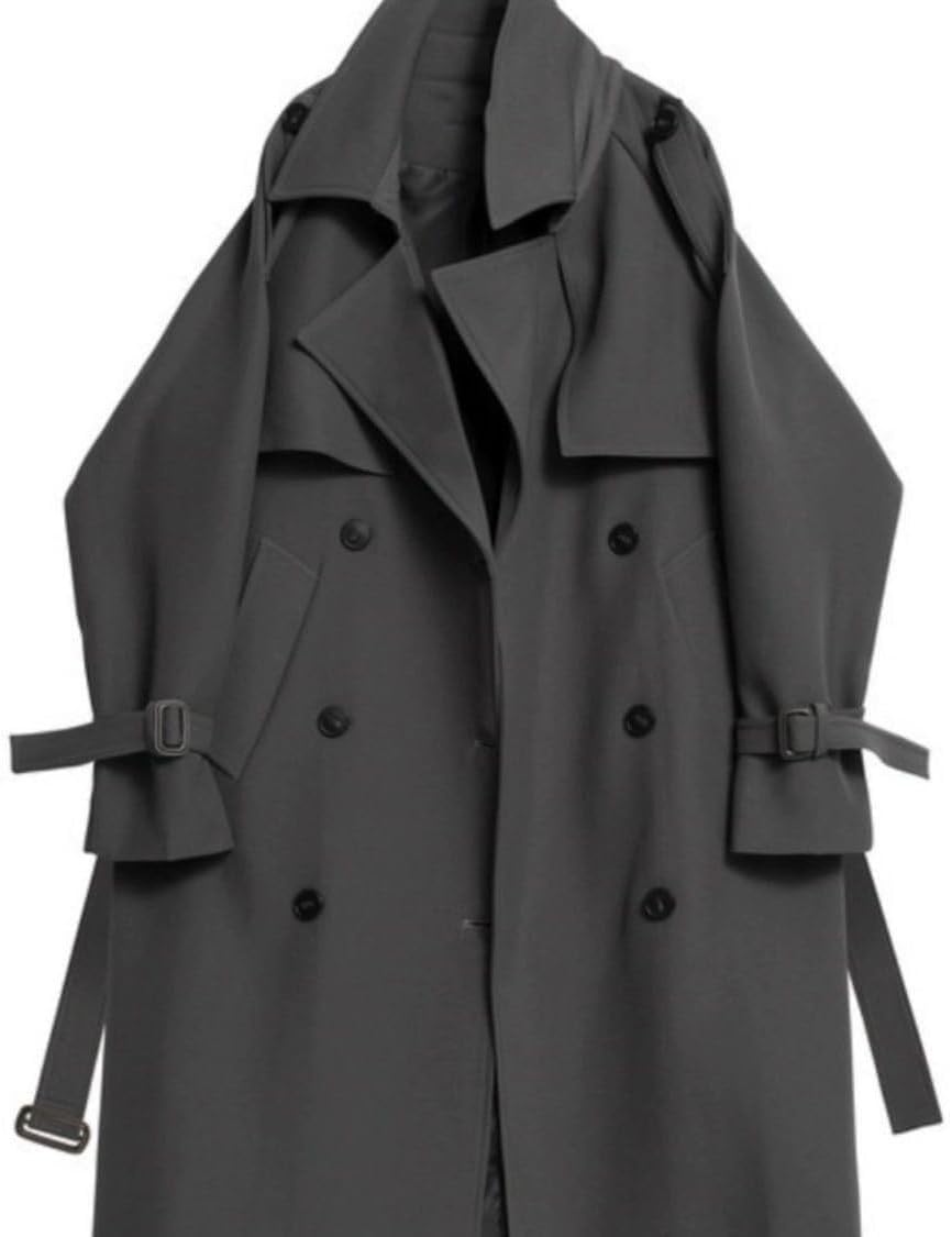 HSQIBAOER Women's Overcoats Spring Fall British Style Casual Gray Long Trench Coat