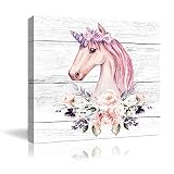 Unicorn Wall Decor for Girls Bedroom Wall Art Pink Canvas Print Pictures for Bathroom Unicorn Theme