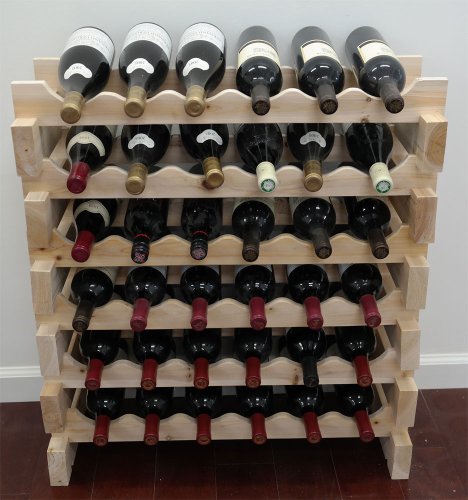 Displaygifts Modular Stackable Wine Rack Freestanding Wooden Wine Stand Storage Holder, For Basement Pantry Room Wine Cellar Or Tight Space, Wobble-Free 36 Bottle Capacity 6 X 6 Rows (Unfinished Wood) #TOP2