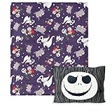 Disney Nightmare Before Christmas, Jump Scare, Silk Touch Throw Blanket, 50 x 60 inches with Plush Pocket Pillow, 14 x 20 inches