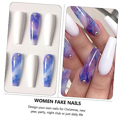 FOMIYES 72 Peças De Lascas De Unhas Caixão Francês Unhas Postiças Unhas De Balé Cobertura Completa U