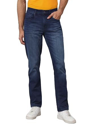 i'sol Men’s Stylish Straight Fit Cotton Blend Stretchable Jeans