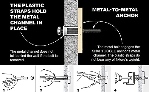 Toggler Snaptoggle Bds Toggle Anchor, 304 Stainless Steel Channel, Made In Us,3/8" To 2-1/2" Grip Range, For 1/2"-13 Unc Fastener Size (Pack Of 25) #TOP2