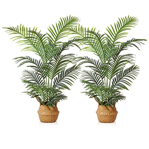 LOMANTO Fake Majesty Palm Plant 3Ft Artificial Plants for Home Decor Indoor Small Faux Trees in Pot...