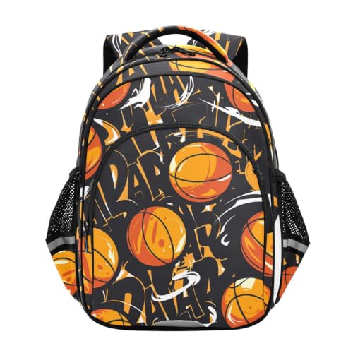 Cartable scolaire basket orange confortable avec bretelles rembourrées