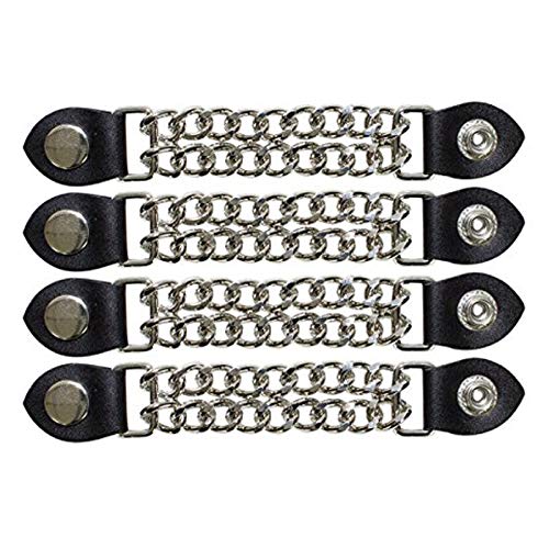 Dream Apparel 4 Pcs Per Set Plain Silver Chrome Double Diamond Cut Chrome Chain Vest Extender