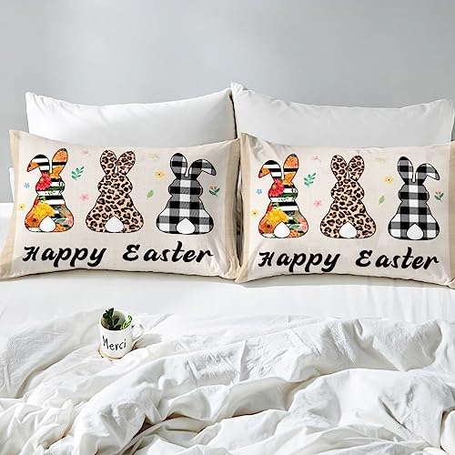 Parure de lit Pâques super king size avec housse de couette lapin et 2 taies d'oreiller - 6