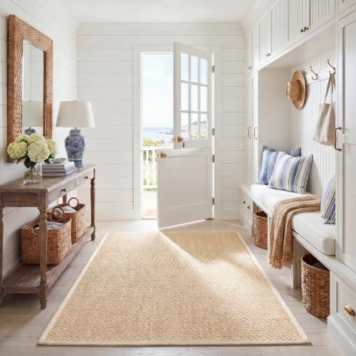 SAFAVIEH Area Rug 5x8 - Natural Fiber Collection - Cream, Sisal, Woven Design with Border (NF525A)
