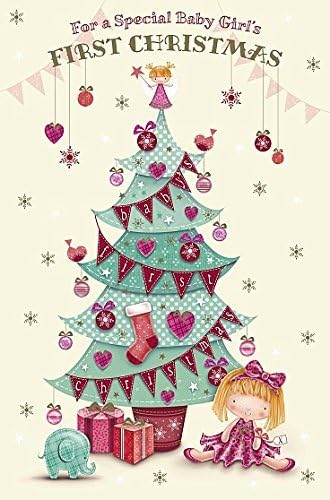 Wishing Well Studios Greetings Card - Baby Girl's 1st Christmas