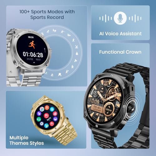 Image of Fastrack Radiant FX3 Smart Watch, 3.63 CM AMOLED Display, Functional Crown, AOD & DND Mode, SingleSync BT Calling, AI Voice Assistant, Women's Health Tracking, 100+ Sports & Smartwatch Faces (Gold)
