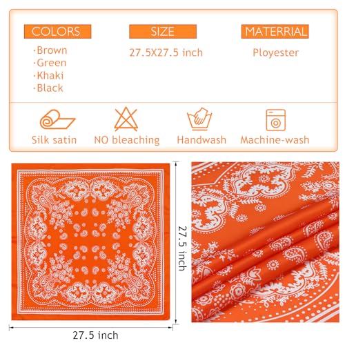 Image of Fishinsea 4 Pcs 27.5'' x 27.5'' Satin Silk Head Scarf Hair Scarves Large Bandanas Neck Scarf for Women Girls