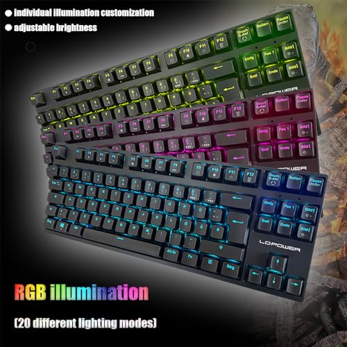 LC-POWER Clavier de Jeu Mécanique Clavier Gamer avec Layout TKL et éclairage RGB, LC-KEY-MECH-2-RGB-C-W – Image 6