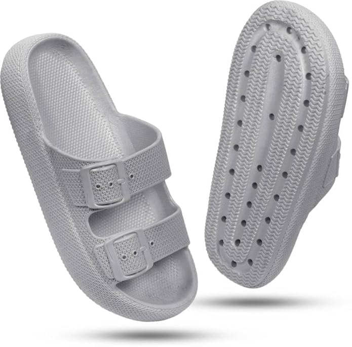 Image of Women Adjustable Open Toe Slide Sandals Classic Ultra Soft EVA Footbed Summer Designed to Fit Flat Buckle Sliders for Women & Girls